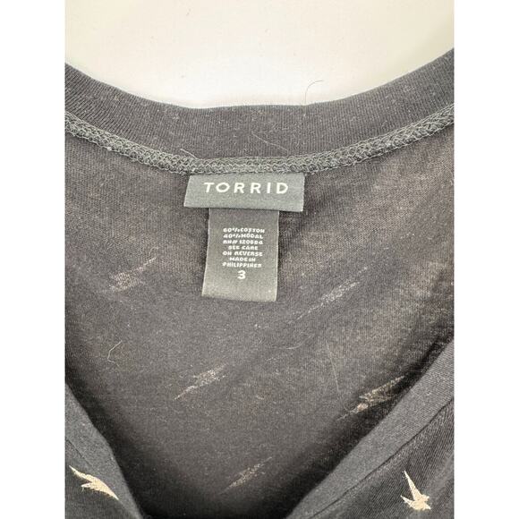 Torrid Womens Lightning Bolt V-Neck Tunic Top 3/4 Sleeve Size 3 Black NWOT - Picture 5 of 5